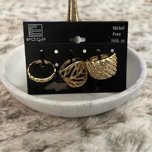 NWT Edge Gold Toned Nickel Free Ring Set- Size 10